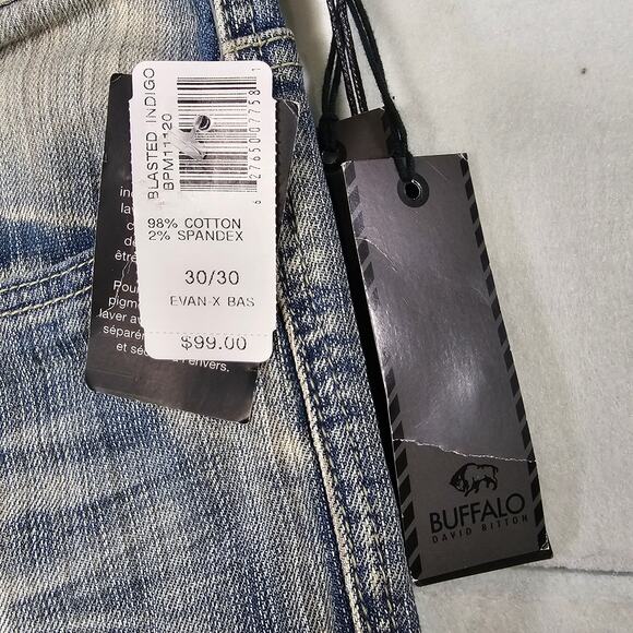 Buffalo David Bitton Evan-X Basic Slim Stretch Faded 30 x 30 Mens Jeans NWT - Picture 8 of 8